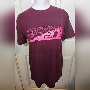 American Eagle, purple and pink, short sleeve, 100% cotton tee.  Size XS.